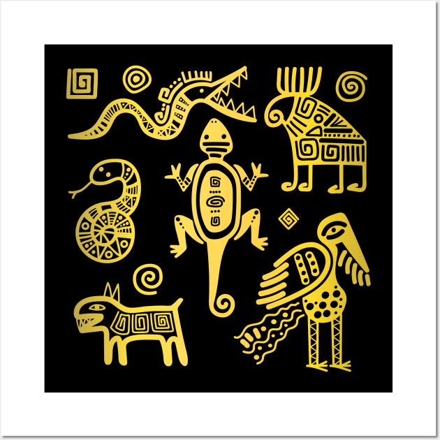 Mexican golden symbols Wall Art by Mako Design 